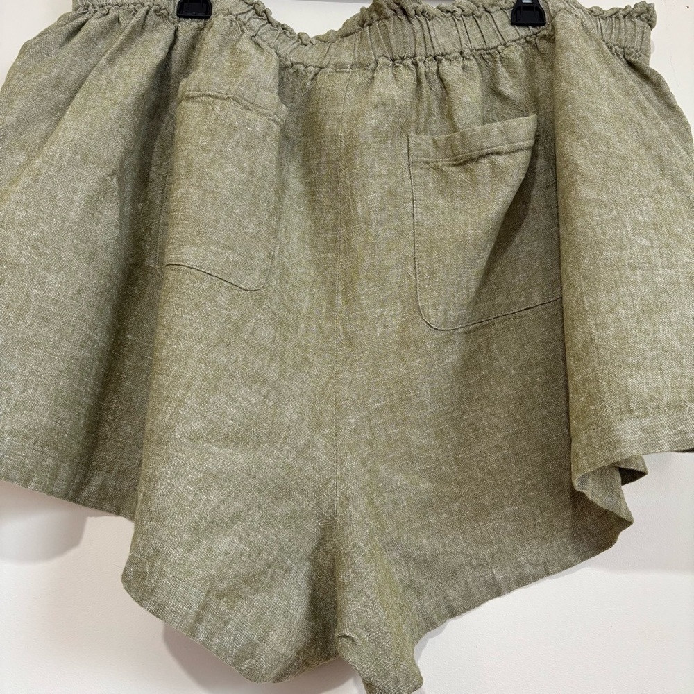 Ava & Viv Plus Size 3X Green Linen Rayon High Rise Pull On Beach Bermuda Shorts - Picture 10 of 16